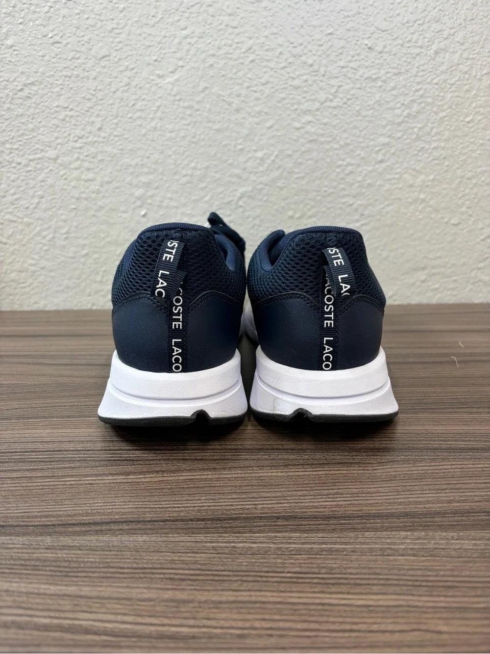 Lacoste Navy Mesh Athletic Sneakers with White Sole